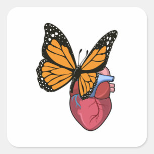 Butterfly with Heart Square Sticker