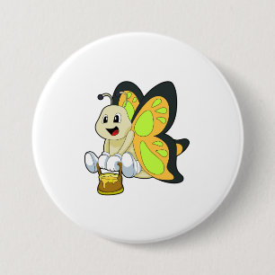 Butterfly with Honey 7.5 Cm Round Badge