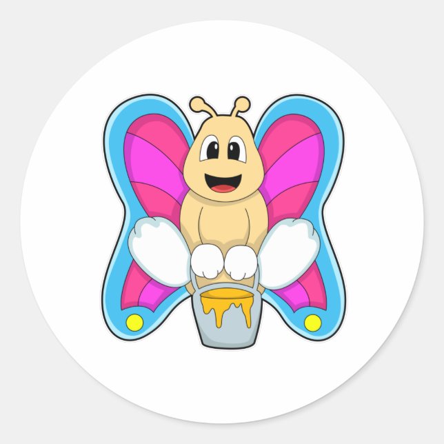 Butterfly with Honey Classic Round Sticker (Front)