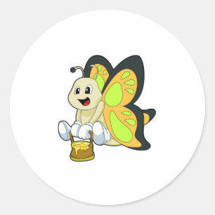 Butterfly with Honey Classic Round Sticker