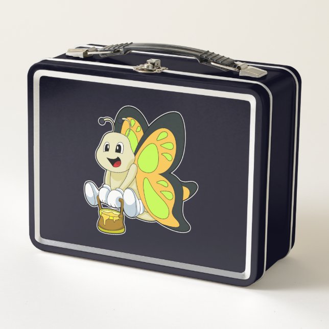 Butterfly with Honey Metal Lunch Box (Front)