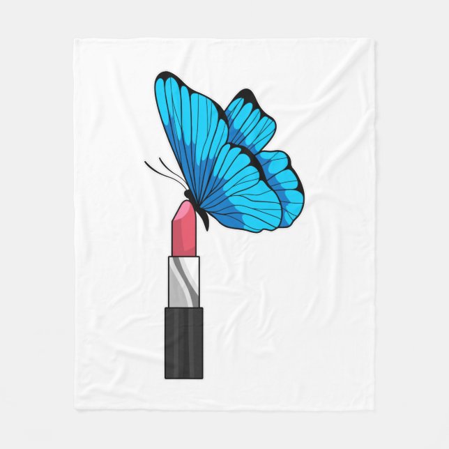 Butterfly with Lipstick Fleece Blanket (Front)