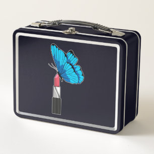 Butterfly with Lipstick Metal Lunch Box