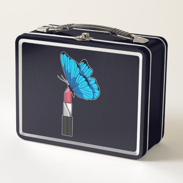 Butterfly with Lipstick Metal Lunch Box (Front)