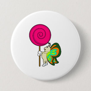 Butterfly with Lollipop 7.5 Cm Round Badge