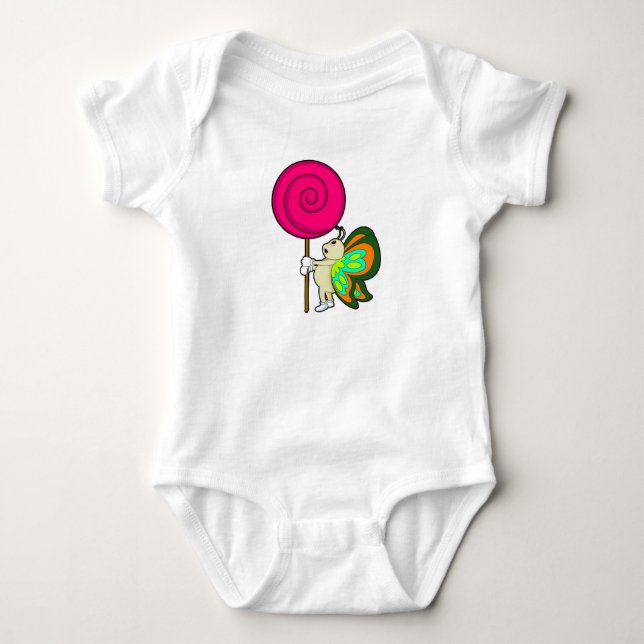 Butterfly with Lollipop Baby Bodysuit (Front)