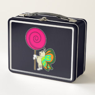 Butterfly with Lollipop Metal Lunch Box