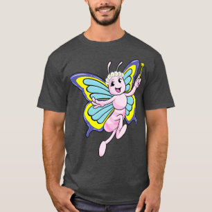 Butterfly with Magic wand and Wreath of Flowers T-Shirt
