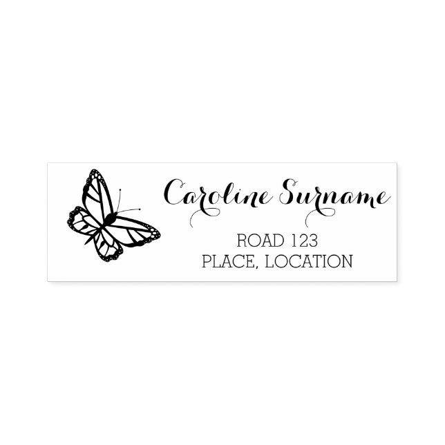 Butterfly With Name And Address Info Self-inking Stamp (Design)