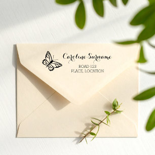 Butterfly With Name And Address Info Self-inking Stamp