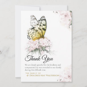 Butterfly with Pink Flower Sympathy Thank You Card