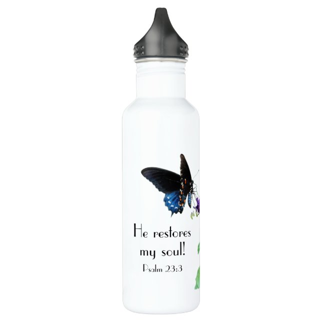 Butterfly with Psalm verse 23:3 710 Ml Water Bottle (Left)