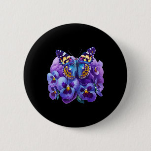 Butterfly With Purple Flowers Pansy Dementia Heime 6 Cm Round Badge