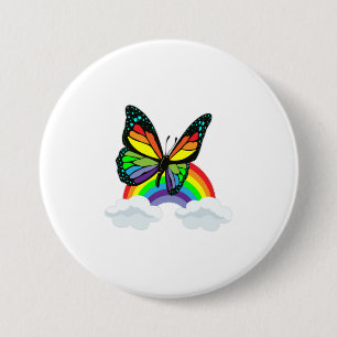 Butterfly with Rainbow 7.5 Cm Round Badge