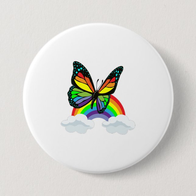 Butterfly with Rainbow 7.5 Cm Round Badge (Front)