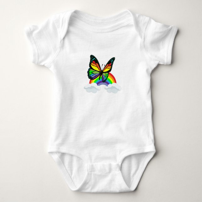 Butterfly with Rainbow Baby Bodysuit (Front)