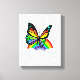 Butterfly with Rainbow Canvas Print