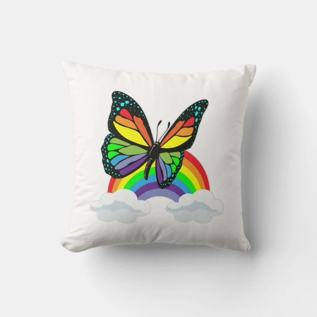 Butterfly with Rainbow Cushion (Front)
