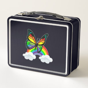 Butterfly with Rainbow Metal Lunch Box