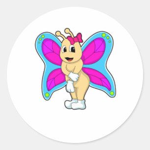 Butterfly with Ribbon Classic Round Sticker