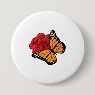 Butterfly with Rose 7.5 Cm Round Badge