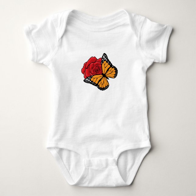 Butterfly with Rose Baby Bodysuit (Front)
