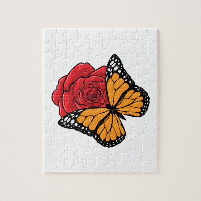Butterfly with Rose Jigsaw Puzzle (Vertical)