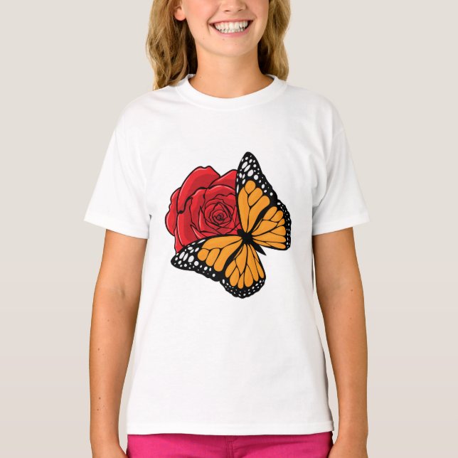 Butterfly with Rose T-Shirt (Front)
