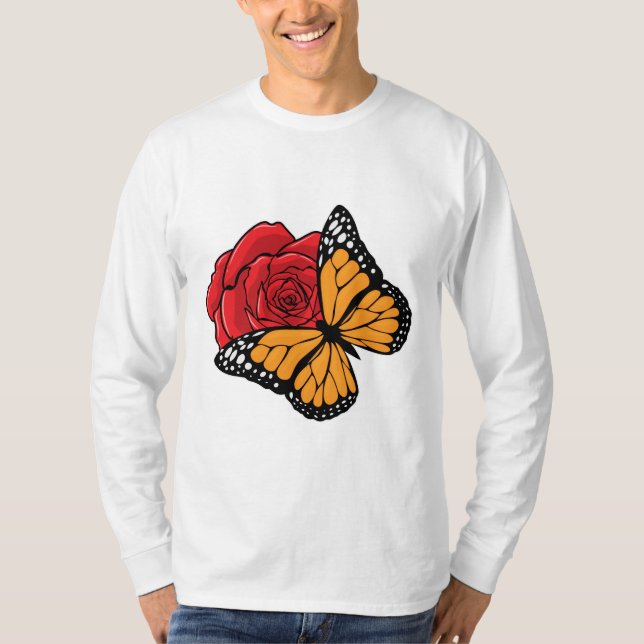 Butterfly with Rose T-Shirt (Front)