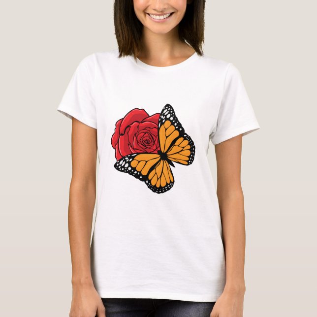Butterfly with Rose T-Shirt (Front)