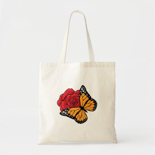 Butterfly with Rose Tote Bag (Front)