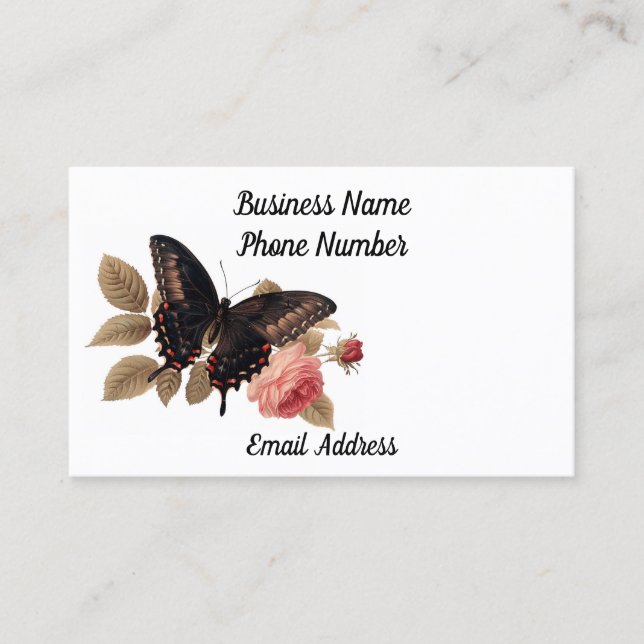 Butterfly With Roses Business Card (Front)