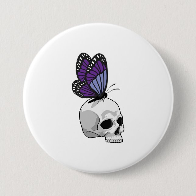 Butterfly with Skull 7.5 Cm Round Badge (Front)