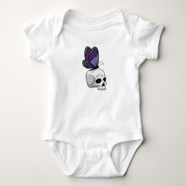 Butterfly with Skull Baby Bodysuit (Front)