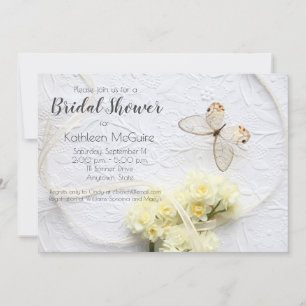 Butterfly with spring flowers invitation