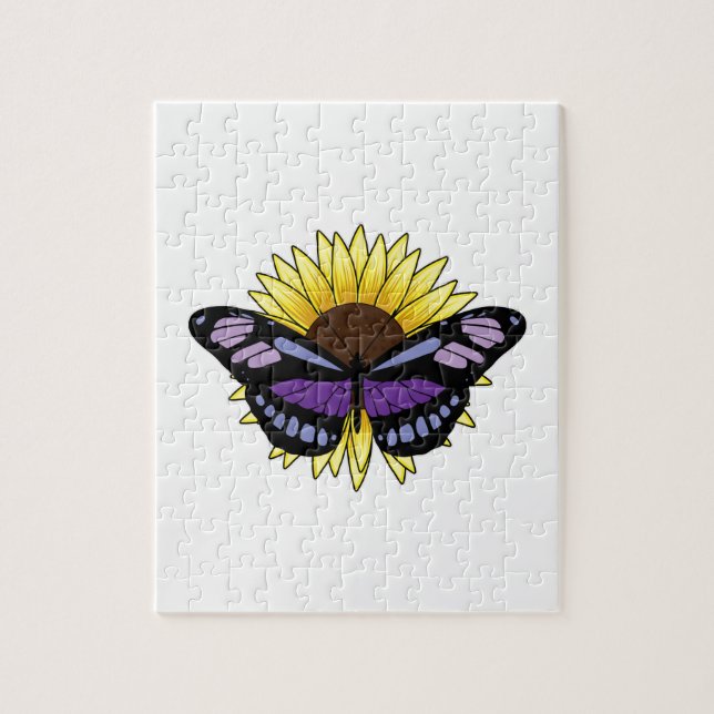 Butterfly with Sunflower Jigsaw Puzzle (Vertical)