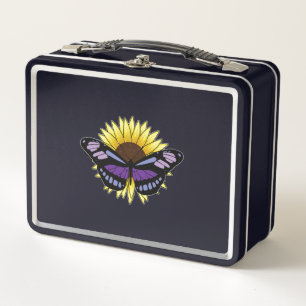 Butterfly with Sunflower Metal Lunch Box