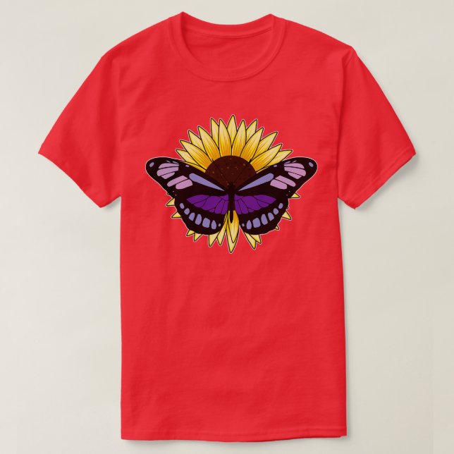 Butterfly with Sunflower T-Shirt (Design Front)