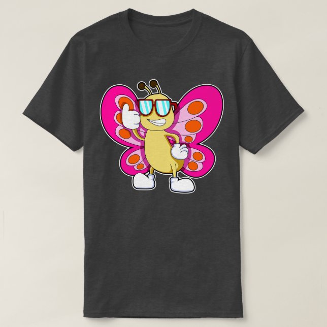 Butterfly with Sunglasses T-Shirt (Design Front)