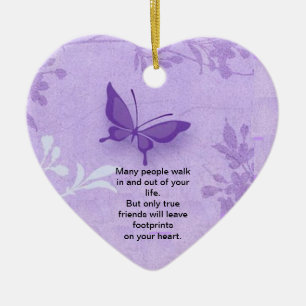 Butterfly with true friends saying ceramic tree decoration