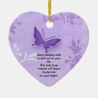 Butterfly with true friends saying ceramic tree decoration