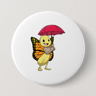 Butterfly with Umbrella 7.5 Cm Round Badge