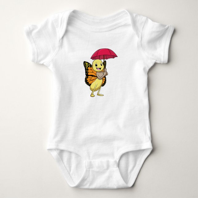 Butterfly with Umbrella Baby Bodysuit (Front)