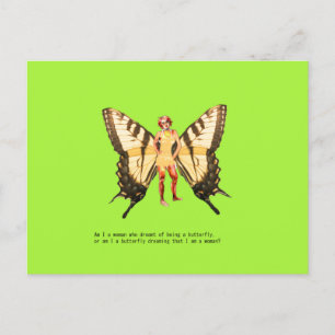 Butterfly woman holiday postcard