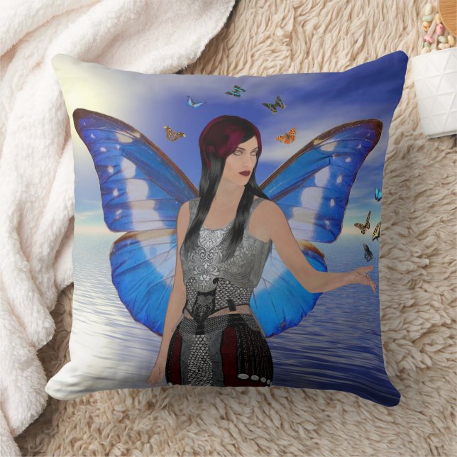 Butterfly Woman Throw Pillow (Blanket)