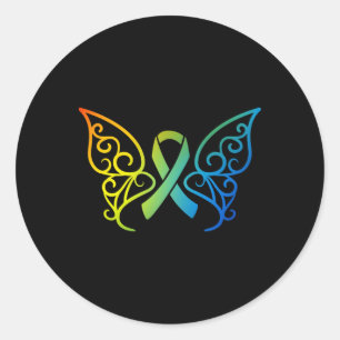 Butterfly World Cancer Day 1 Classic Round Sticker