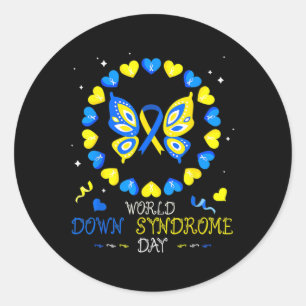 Butterfly World Down Syndrome Day Awareness Socks Classic Round Sticker
