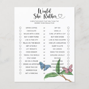 Butterfly / Would She Rather Baby Shower Game