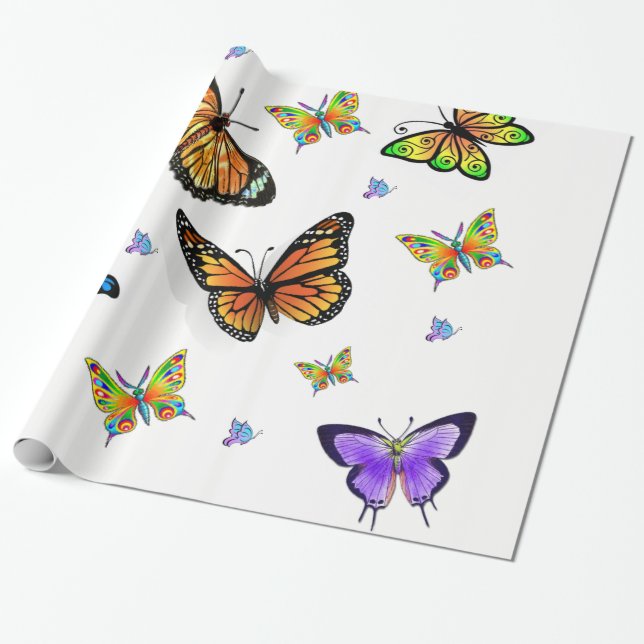 butterfly wrapping gift paper (Unrolled)