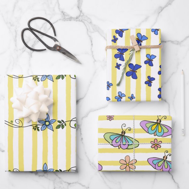 butterfly wrapping paper sheet (Front)